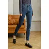Inman Outono Nova Chegada Lady Girl Estilo Retro Mid Cintura Fit Lavado Tornozelo Comprimento Mulheres Pant Calças de Jeans 201105