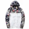 Qsuper Spring秋の花のジャケット男性スリムフィット花のパイロットコートメンズフード付きS USサイズ無料220301