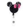 10 pcs/lot Fashion Key Rings Style Cute Mouse Head Animal Rhinestone Retractable Card Holder Nurse Doctor Teacher Office Supply ID Working Accessories