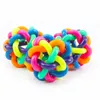 Coloré arc-en-ciel Pet Bell Ball chien jouet chat chien balle cloche jouets à mâcher jouer dents formation produits pour animaux de compagnie DH8879