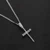 Micro pavé glacé zircon cubique clou croix pendentif collier bijoux avec chaîne cubaine ou chaîne de corde