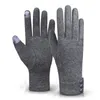 Сенсорный экран Перчатки зимние теплые перчатки Полный Finger перчатки Мода Плюшевые Внутри запястья варежки Твердая теплые перчатки HHA1674