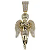 Pendant Necklaces Jewelry Exquisite Bling Zircon Paved Punk Men Women Necklace 18K Gold Plated Pray Angel Hip Hop Necklaces Wholesale LN074