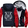 Odin Vikings Winter Jacket Men Coat Gone to Valhalla Coats Zipper Fleece Thcik Warm Hooded Hoodies Sweatshirt Overcoat Outwear C1117