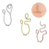 Snake Fake Nose Ring Clip On Nos No Nos Drut Drut Spirala Tragus Faux Nozdrza Mankiety Kolczyki Proste Złoto Srebrny Kolor Biżuteria