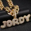 A-Z 0-9 20mm Cuban Chain Custom Name Letters Pendant Necklace for Women Men Zircon Hip Hop Jewelry