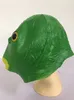 Cabeça de peixe verde máscara completa novidade látex animal headgear boca aberta para festa adulta adereços cospaly