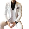 Klasik Slim Fit Erkekler Suit 3 Parça Beyaz Resmi Damat Smokin Erkekler Düğün