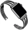 Bracelet en métal Bracelet de montre pour Apple Watch 38mm 40mm 42mm 44mm Bracelet de montre en diamant pour iWatch 6 5 4 3 série bande ceinture en acier strass complet