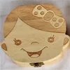 Scatola per denti da latte in legno Scatole per la raccolta manuale dei capelli fetali Bambini Bambini Ammissione dei denti Custodia in legno Organizer 4 4ps H1