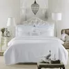 Чистый белый 5star Hotel роскошные постельные принадлежности 60s египетская хлопчатобумажная шелковая мягкая одежда набор king king queen-size одеяла наволочка t200706