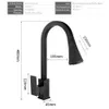 Kitchen Faucets Square Black Single Handle Pull Out Kitchen Tap Single Hole Swivel 360 Degree Rotation Water Mixer Tap 866399R T200710
