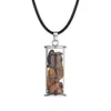 Natural Raw Tumbled pendant necklace Wax chain Wicca gravel Chip Stone Wishing Bottles Set Healing Reiki