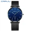 Relógio masculino2019 CRRJU MATHE MASSELHO MENINO PARA LUZUGHT Brand Business Buz Blue Quartz Watch Men's Casual Imper impermeável Watch T200409