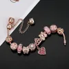 Top Quality Rose Gold Pink Silver Beads Cherry Red Heart Crystal Butterfly Flower Fits European Charms Bracelets Safety Chain Jewelry Diy Women