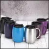 Hot 15oz 420ml Coffee Mug Stainless Steel Insulated Vacuum Flasks Thermos Double Layers Belly Cup Tumbler With Handle Lid Water bottle