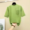 Half sleeve tops women knitted sweater half turtleneck korean modis pullover all match spring and summer arrival 201203