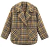Bella Plaid Woolen Coat feminino outono inverno solto versão coreana de retro pequeno tweed tweed casaco 201221