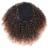 100% humain Ombre auburn Afro Queue de Cheval Crépus Bouclés Cordon Queue de Cheval Extensions de Cheveux Court Cordon Bouclé Queue de Cheval pour Femmes 120g