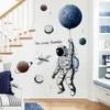 Kreative Raum Planet Astronaut Wandaufkleber für Kinderzimmer Jungen Schlafzimmer Wandtattoos Diy Wandbild Kunst Pvc Poster Tapete T200601