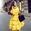 Coat Femme Hiver Couleur Solide Down Down Down Watch Long Long Slim Femelle Big Swing Coat Doudoune Femme Hiver LJ201127