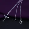 Christliche Halsketten 925 Silber Jesus Kreuz Anhänger Halsketten Damenmode DIY edlen Schmuck Geschenke Q0531