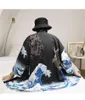 Japanese Kimono Cardigan Men Wave Carp Print Jackets Long Thin Mens Drop Ship Jacket Top Coat