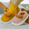 Cartoon Elk House Slipper Winter Antlers Cotone spesso Bambini Baby Parent Scarpe piatte Peluche Warm antiscivolo Pantofole da casa per interni Y1125