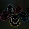 Accessoires de costumes Vente en gros 10 pcs Chapeau de fête Cadeau d'anniversaire 10 couleurs disponibles LED Neon Light EL Chapeaux Glow Caps Clignotant Alimenté par 1.5V