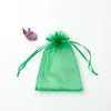 Uma cor 100 pcs 5x7 cm cordão Organza Gift Bag Jóias Bolsa De Casamento Festa Favor Doces Bolsas De Natal
