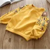 autumn and winter girls fashion sequins swan sweater children's round neck sweater pink shirt kids clothes LJ201128