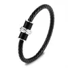 Pulseiras de corda de aço inoxidável fivela de couro de alta qualidade tricô estilo simples temperamento pulseira2438