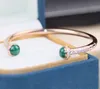 Luxueuse qualité ouvrir le bracelet avec diamant et pierre de nature en malachite et agate rouge pour femmes bijoux de mariage cadeau gratuit PS8269