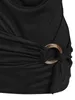 Wipalo Cowl Neck Cinched O Ring Tee Manica lunga Maglietta ampia Camicette stile primavera autunno da donna 220226