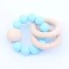 Rattle Wooden Colorful Toys Silicone Teether Natural Baby Exercise Fingers Infant Accessories Ring Play Teething Heath Toys Teethers 167 B3