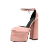 2022 Novos Luxo Super High-Heeled Sapatos High-Heeled Sapatos De Silk Cetim Tecido Dupla Camada À Prova D 'Água Vestido de Espessura Saltos de Grésos 15cm Tamanho 35-43