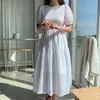 Shengpalae New Summer Women Vintage Lose High Tan Slim был тонким элегантным дизайном Hollow Out Maxi Dress ZA4626 T200613