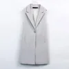 Elegant Office Lady Suit Kvinnor Vår Sommar Ärmlös Lång Vest Jacka Plus Storlek 3XL Blazer Västar Coat Waistcoat Ytterkläder M321
