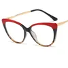 2020 Moda Oversized Cat Eye Eyeglass Metalowe Ramki Kobiety Marka Eyewear Mężczyźni Jasne Obiektyw Anti-Blue Glasses Akcesoria Damskie