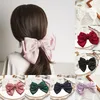 Sweet Color Solid Color Big Bow Forcine per ragazze Fashion Capelli Clip Donne Tre strati Satin HairGrip Accessori per capelli Copricapo