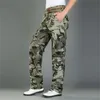 Combattimento multi-tasche da uomo di trasporto libero Utility Casual allentato lungo a figura intera Pantaloni cargo Pantaloni da lavoro Camouflage Taglia 28-38 201110