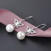 Diamond zirconia beautiful butterfly dangle chandelier earrings fashion clip on earrings for women girls students s925 sterling silver