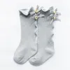 Printemps et automne arc bébé tube moyen chaussettes respirant absorption de la sueur couleur unie long tube chaussettes pour enfants dentelle dessin animé filles chaussettes