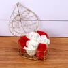 Ароматическая роза цветок 6шт / коробка в форме сердца железа корзина ванна мыло Валентина свадьба годовщина дня подарок