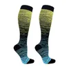 Нейлоновые дышащие спортивные поддерживающие эластичные компрессионные носки для бега, нескользящие удобные компрессионные носки для взрослых, впитывающие пот, пешие прогулки, градиент цвета1292A
