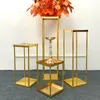 60cm/100cm Tall)Wedding Centerpieces Gold-Plated Cuboid Flower Stand Home Decoration Backdrop Shiny Metal Iron Rectangle Frame senyu549