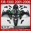 Corps OEM pour YAMAHA FJR-1300 FJR 1300 A CC 2001 2002 2003 2004 2005 2006 Carrosserie 106No.75 Noir vert FJR1300A FJR-1300A 01-06 FJR1300 01 02 03 04 05 06 Kit de carénage MOTO