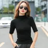 Women's T-Shirt 2022 Brand Womens Half High Collar Mid-sleeved T Shirt For Female Woman Clothing Thin Tops T-shirts