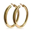 Women Circular Tube Hoop Earrings 18K Real Gold Plated Elegant Larger Size Fashion Costume Jewelry Trendy Big Earrings