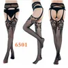 High Waist Tights Fishnet Stockings Mesh Sheer Lace Top Garter Belt Thigh High Stockings Sexy Suspender Pantyhose black